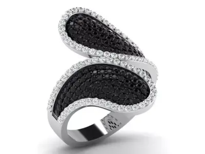 Light Weight White Gold Diamond Ring DR-6570 3D print model