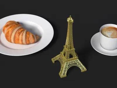  Parisian Breakfast with Croissant and Coffee 