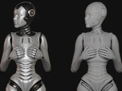 SCI - FI ROBOT WOMAN RIGGED STANDARD EDITION 3D model