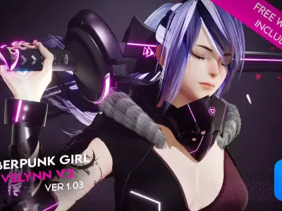 Evelynn V2 - Scifi Cyberpunk Character Low-poly 3D model