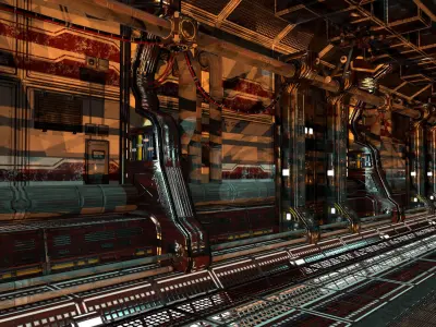 Red Corridor Low-poly 3D model