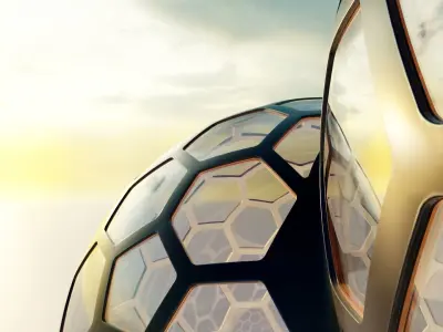 Fused Bubble glass dome with hexagon windows 3D model