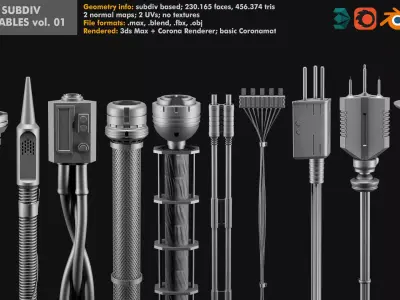 Sci-Fi subdiv tubes and cables volume 01 3D model