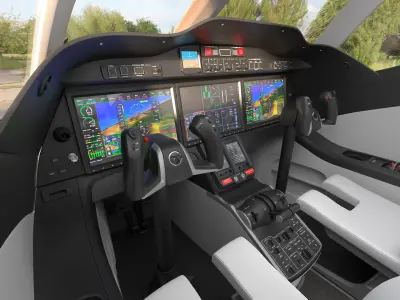  Twin Engine Private Jet Black Red Rigged 