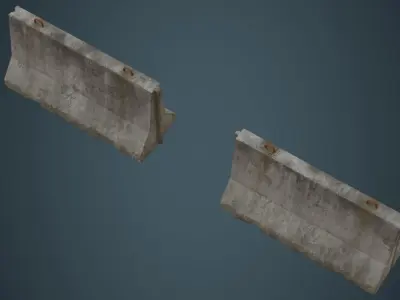 Concrete Barrier 1B Low-poly 3D model