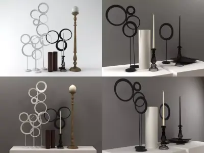 Candleset vases and candlesticks 3D model