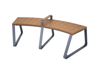 CURVED TIMBER BENCH 3D model