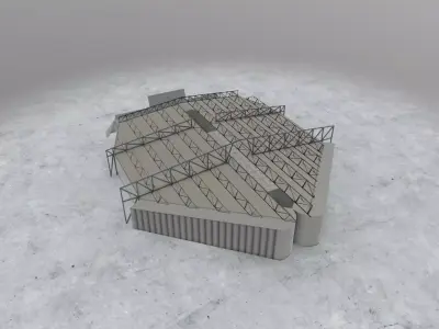 EDDH Hangar 4 Low-poly 3D model