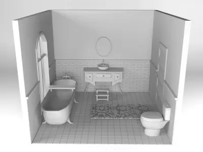 Retro Bathroom  Low-poly 3D model