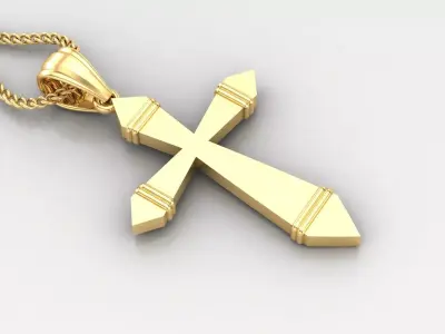 Light Gold 18K Cross Pendant 2CP069 3D print model