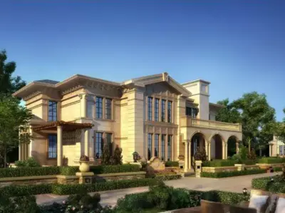 Europe Villa 3D Model 3ds Max and VRay Architectural house Low-poly 3D model