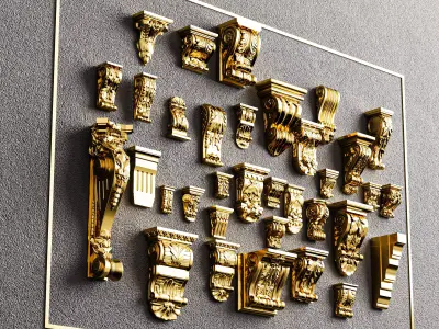 Luxury Classic Gold Ornament Collection - Corona - VRay - 3d Max 3D model