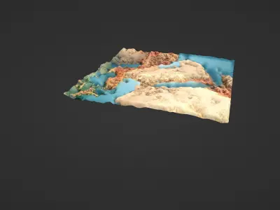 Middle East Map Topography Low-poly 3D model