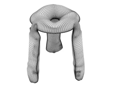 Plopp three stools made of metal and copper 3D model