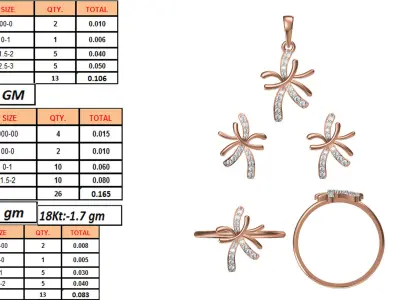Light wt Ring Earrings Pendant set 3dm stl 1-render details 3D print model 18