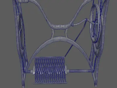 3d singer treadle machine sewing machine Low-poly 3D model