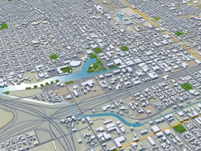 Stockton California USA 40km Low-poly 3D model