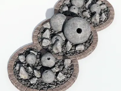 Flowerbed sphere stone decor 3D model