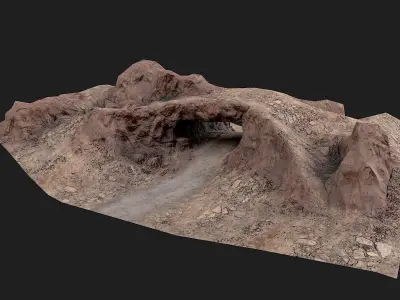 Rocky Cave and Road  Low-poly 3D model
