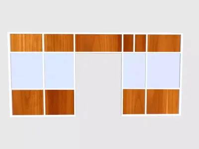 Wooden and Glass Door Low-poly 3D model