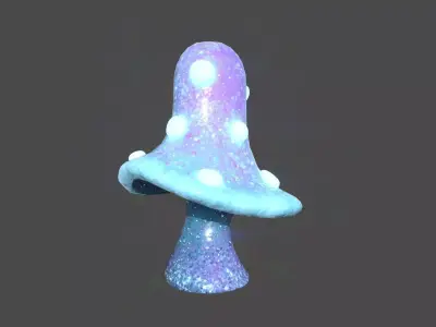 Fantasy Mushroom B01 Purple Blue - Scene Backdrop Design Low-poly 3D model