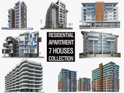 Residential Buildings Collection Low-poly 3D model