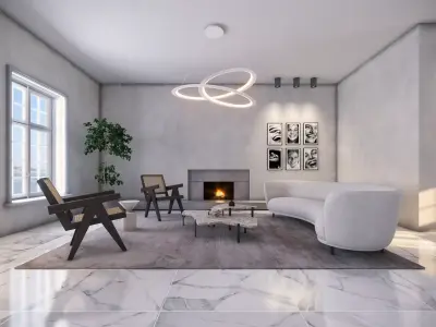 kitchen and living room modern style 3d model 3D model