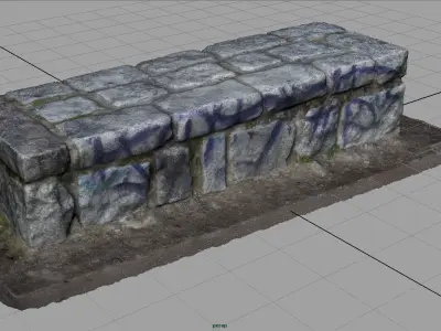 Stone Bench 1 Low-poly 3D model