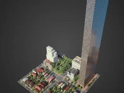Realistic City District H12-R25 3D model