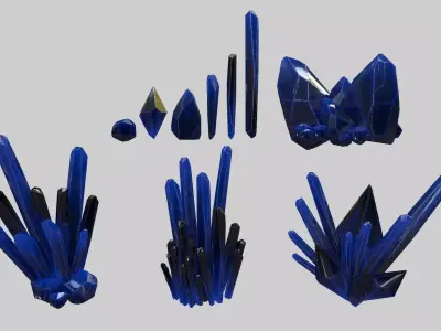 Crystal Set pen Low-poly 3D model