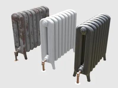 Game-ready radiator- 3 different materials 3D Model Pack
