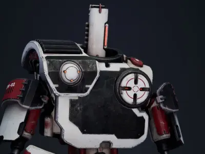 Etasphera01 robot with gun Low-poly 3D model