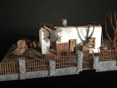 Enviro Building Burnt House Game Asset Low-poly 3D model