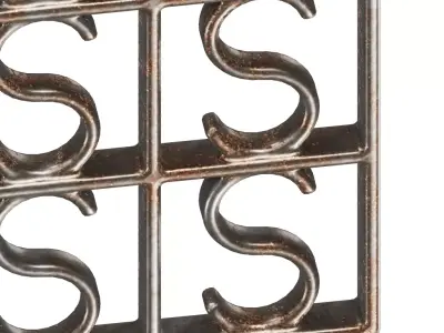 Rusty Steel Arch Window Grill 3D model