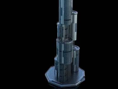 Futuristic Future Modern City Building Skyscraper 25 3D model
