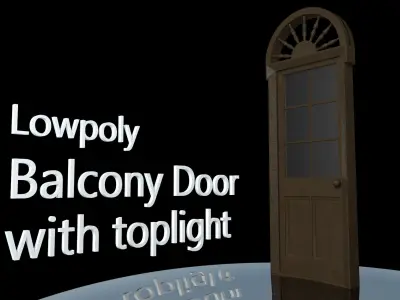 Victorian glass door with toplight Free low-poly 3D model