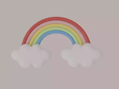 Cloud Rainbow Low-poly 3D model