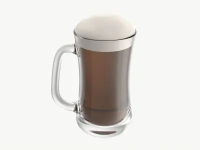 Beer mug with foam 02 3D model