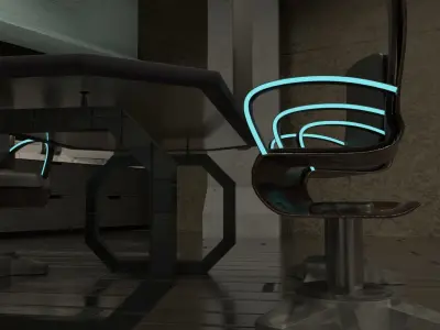 sci-fi cafeteria 3D model