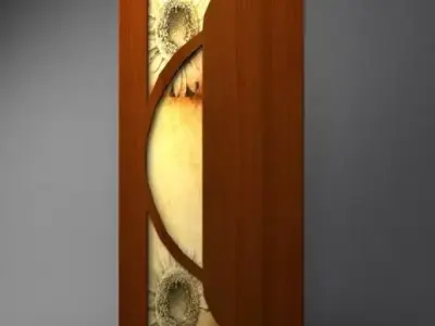Door wooden with abstract design 3D model