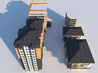 6 Low Poly Building Packages in Different Designs and Sizes Low-poly 3D model