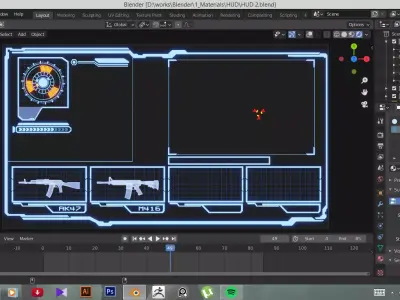 Sci-fi Hud geometry Low-poly 3D model