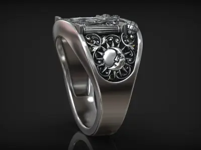 Masonic Temple Freemasonry Astrology Moon and Sun Signet 3D print model