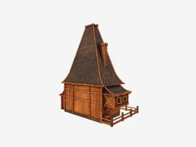 Medieval Building A09 Noble Wood - Scenery Backdrop House Low-poly 3D model