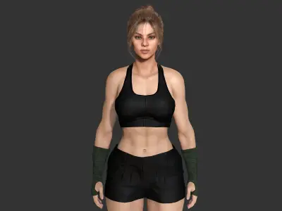 AAA 3D REALISTIC FEMALE CHARACTER - MUSCULAR BLONDE WOMAN Low-poly 3D model