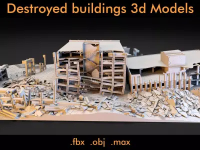 Destroyed Buildings- 3d Model 3D model