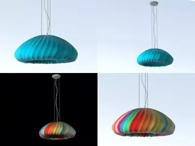 Muse three different colored lamps hanging from ceiling 3D model