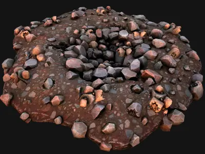 Copper Ore Deposits Mine Environment Low-poly 3D model