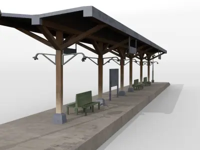 Old railway platform 3D model