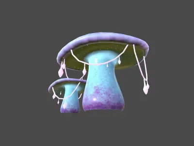 Fantasy Mushroom C01 Purple Blue - Scene Backdrop Design Low-poly 3D model